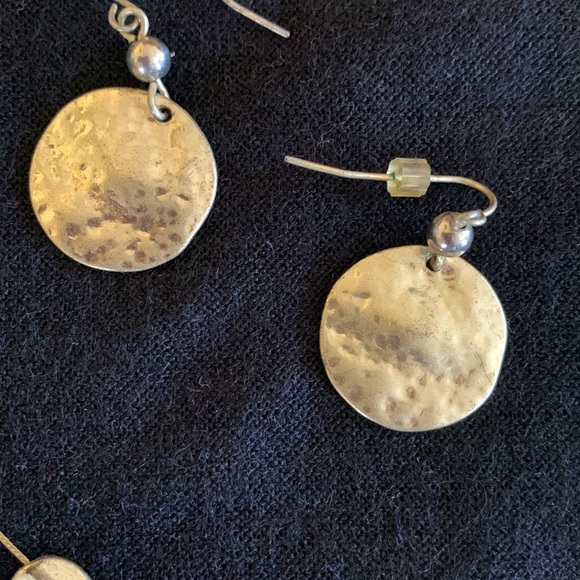 Unique gold color hammered necklace, earring set. Make me an offer. - Picture 3 of 7